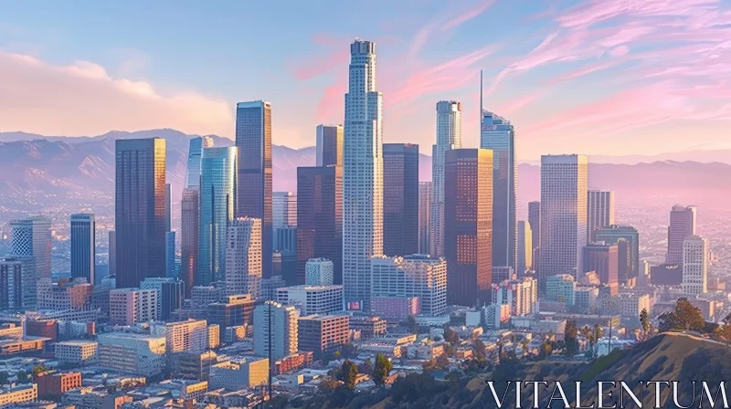 Panoramic Cityscape of Los Angeles, California Skyline AI Image