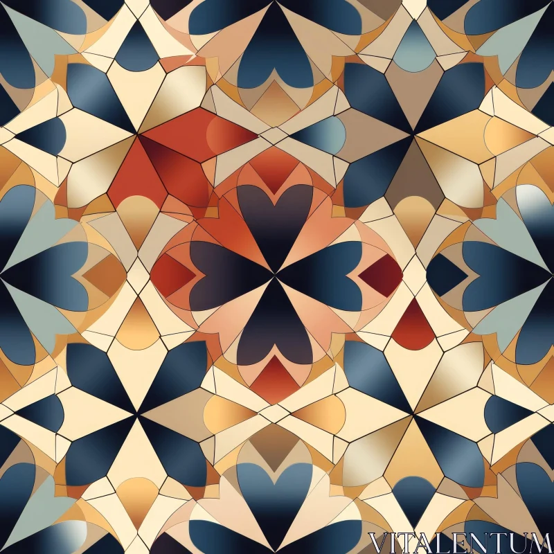 AI ART Symmetrical Kaleidoscopic Hearts Pattern