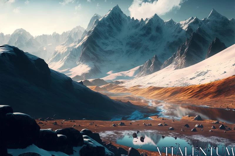 Breathtaking Mountain and Water Artwork | Sci-fi Landscapes AI Image