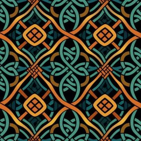 Celtic Knot Seamless Pattern in Green and Blue