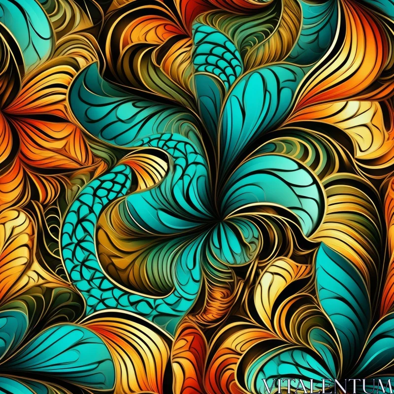 Colorful Abstract Flower Pattern - Retro Psychedelic Design AI Image