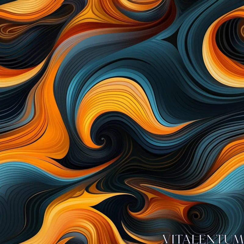 Energetic Blue and Orange Abstract Painting AI Image