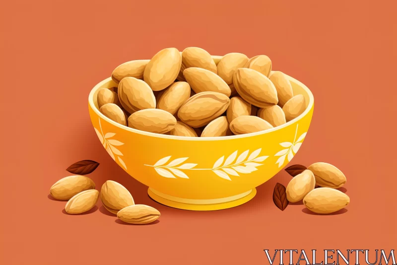 Exquisite Almond Bowl Illustration in Warm Tones AI Image