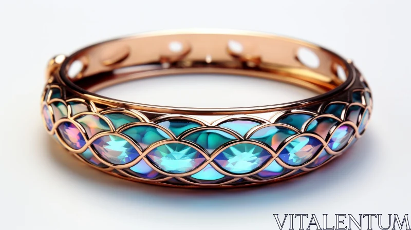 AI ART Exquisite Rose Gold Bracelet with Gemstones
