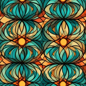 Floral Stained Glass Pattern in Blue, Green, and Orange