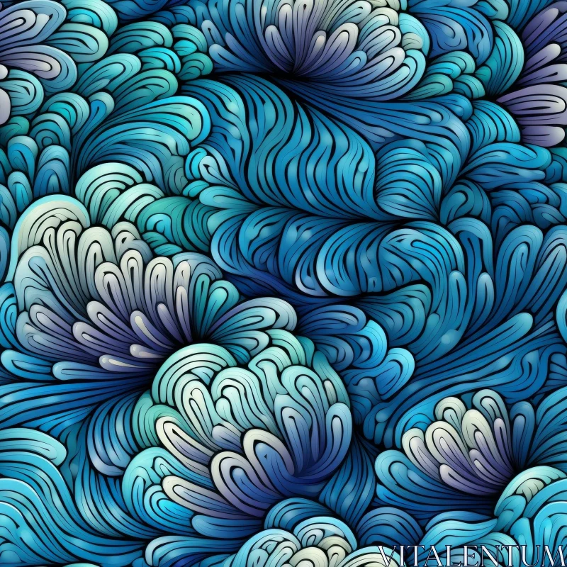 Intricate Blue and Purple Floral Seamless Pattern AI Image
