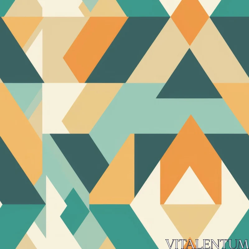 Intriguing Geometric Pattern in Orange, Green, Blue, and Beige AI Image