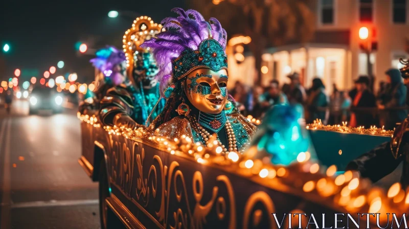 Captivating Night Carnival: Vibrant Street Decor and Festive Atmosphere AI Image