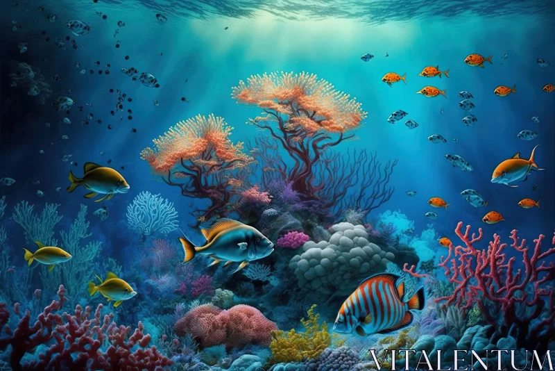 Captivating Underwater Scene with Fish and Coral | Vibrant Illustrations AI Image