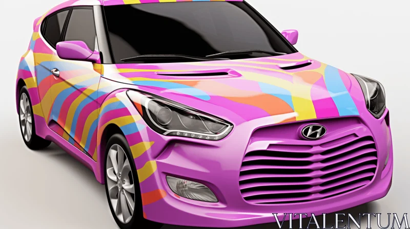 Colorful Car with Photorealistic Details - Unique Design AI Image