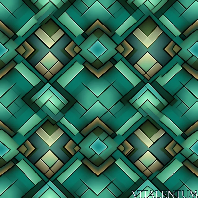 Green Metallic Geometric Pattern AI Image