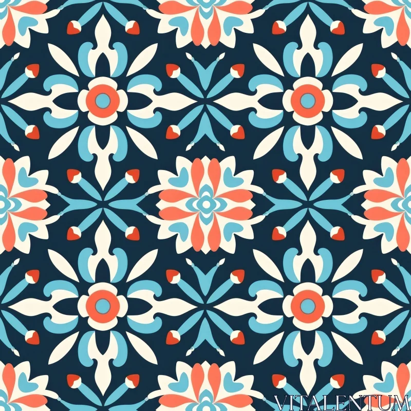 Moroccan Tiles Geometric Pattern in Blue, Green, White AI Image