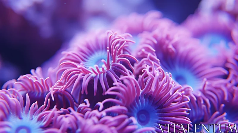 AI ART Pink and Blue Coral Reef Close-Up - Nature's Wonders