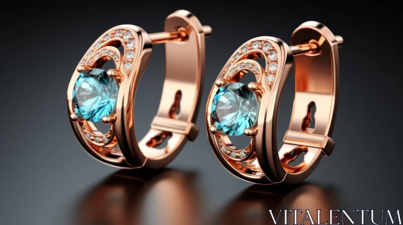 Rose Gold Blue Sapphire Hoop Earrings | Elegant Gemstone Jewelry AI Image