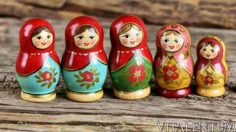 Traditional Russian Nesting Dolls - Set of Five | Bright Colors AI Image