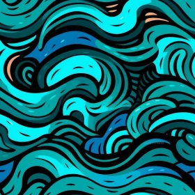 Vivid Blue and Green Abstract Painting for Modern Decor