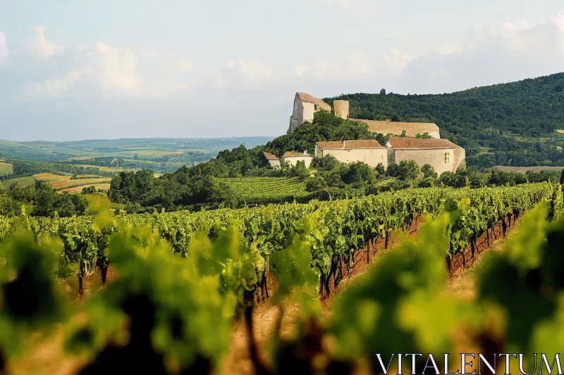 Captivating French Countryside Vineyard and Castle AI Image