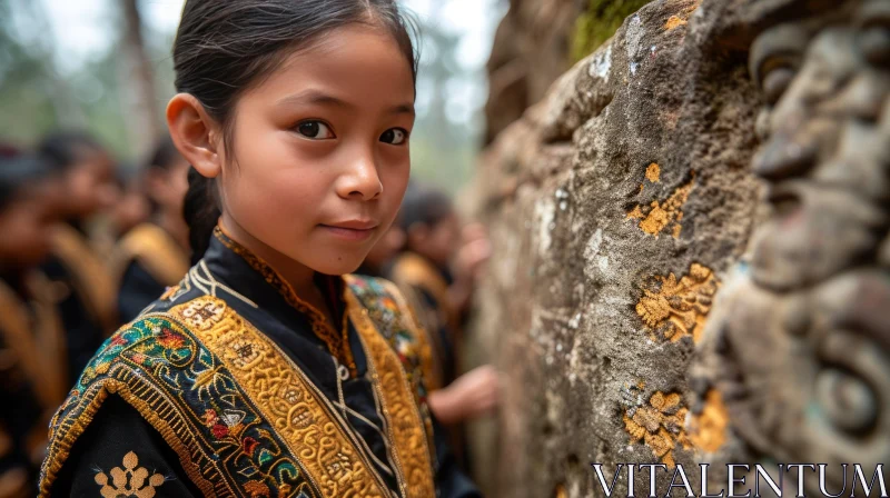 Captivating Image of a Young Girl in Traditional Dress AI Image