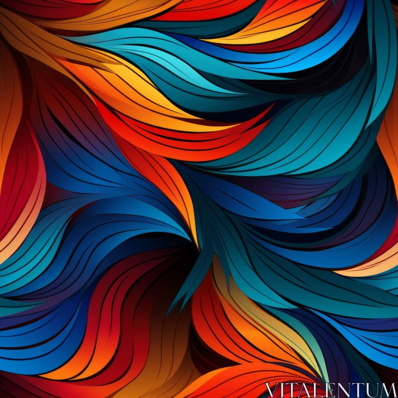 Colorful Abstract Painting with Wavy Pattern AI Image