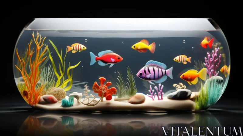 Glass Fish Tank with Tropical Fish AI Image