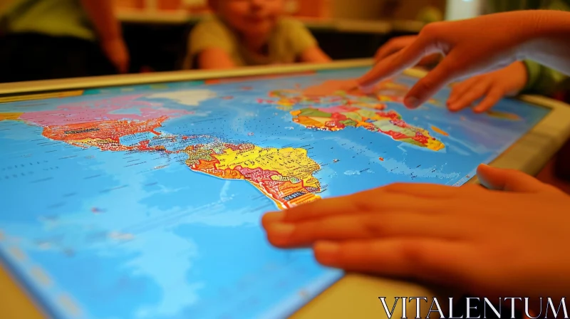 Interactive World Map for Children: Exploring Countries and Cultures AI Image