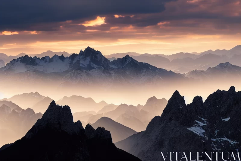 Majestic Mountains at Sunset: A Captivating Panorama AI Image