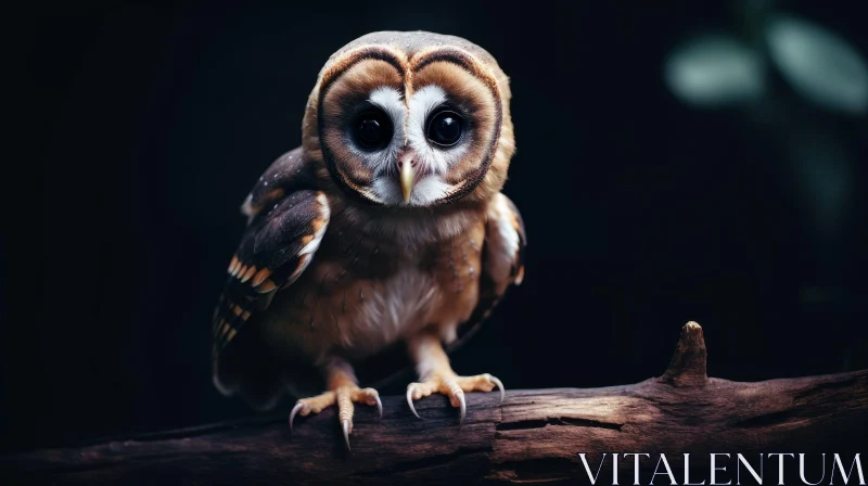 Majestic Owl Portrait on Branch AI Image