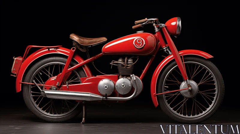 Red Motorcycle: Vintage Style Art Deco Inspired Image AI Image