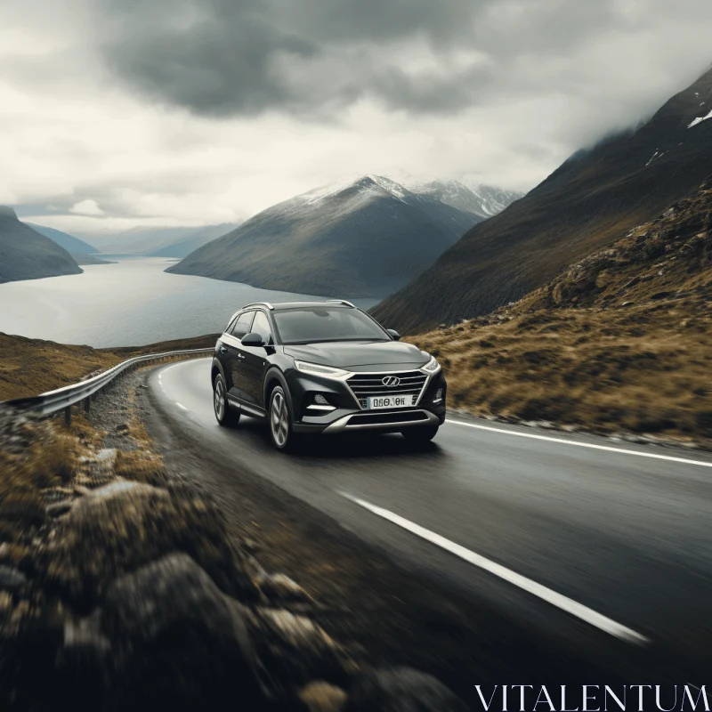 2020 Hyundai Tucson: Majestic Mountain Drive in Dramatic Lighting AI Image