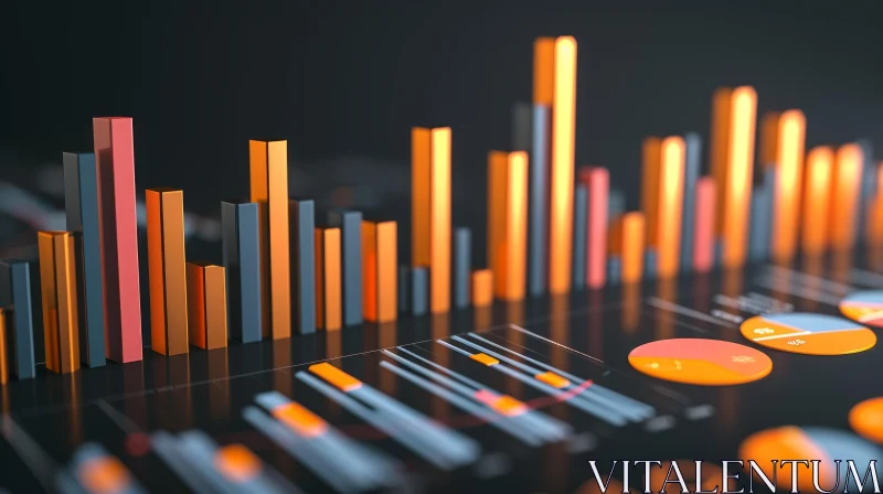 Abstract Business Graphs and Charts - 3D Rendering for Presentations AI Image