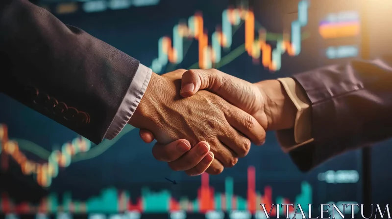 Business Handshake with Graphs and Charts - Trust and Cooperation AI Image