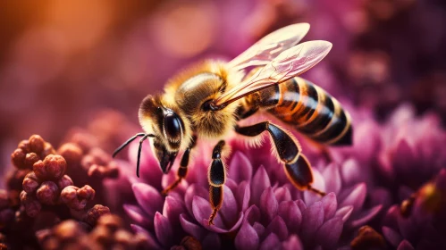 Close-up Honeybee on Purple Flower