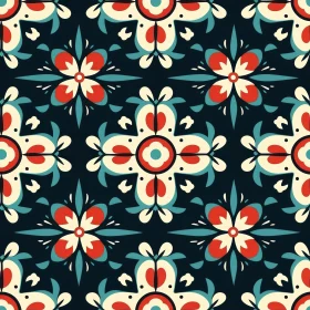 Colorful Floral Tiles Seamless Pattern
