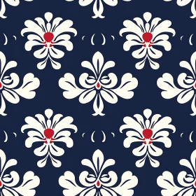 Dark Blue Floral Damask Pattern