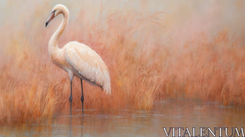 AI ART Graceful Flamingo Painting in Tranquil Water