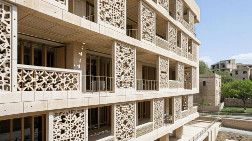 Intricate Geometric Pattern on Modern Residential Building - Inspired by Islamic Architecture