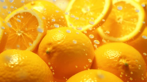 Refreshing Ripe Lemons with Water Drops