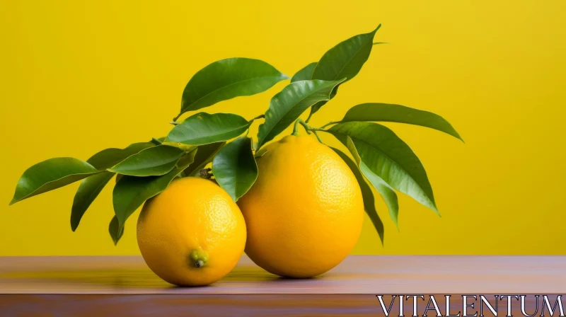 AI ART Ripe Lemons on Wooden Table - Bright and Fresh Image