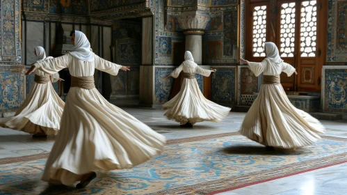 Traditional Sufi Dance by Three Women in a Mosque