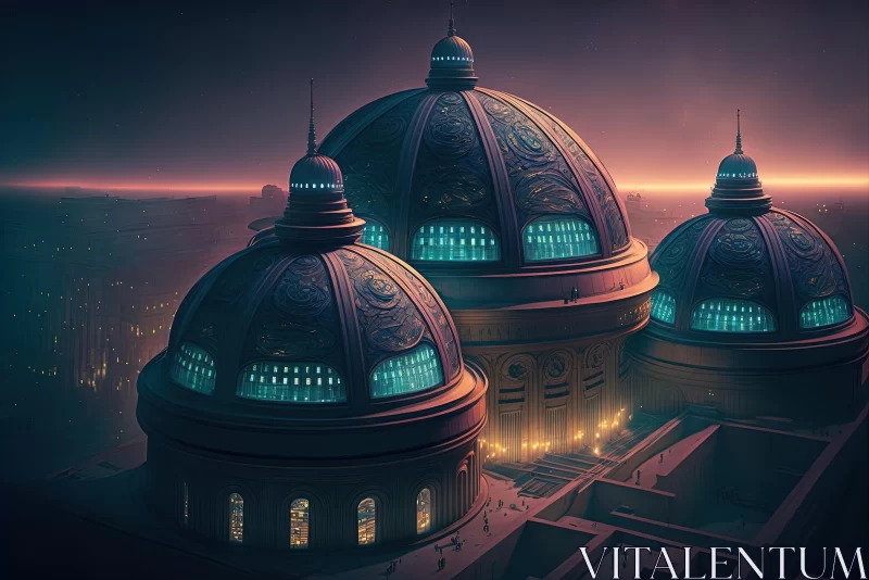 Unveiling the Majestic Beauty of Illuminated Domes | Baroque Sci-Fi Art AI Image