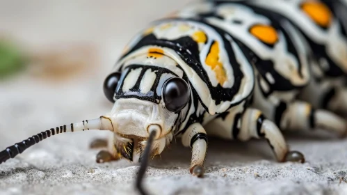 Black and White Caterpillar Close-Up Photo