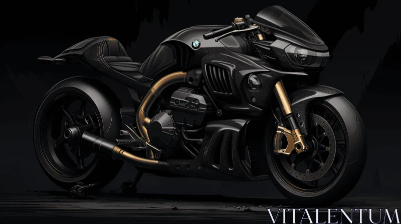Captivating Black and Gold Motorcycle Concept: Detailed Realism AI Image