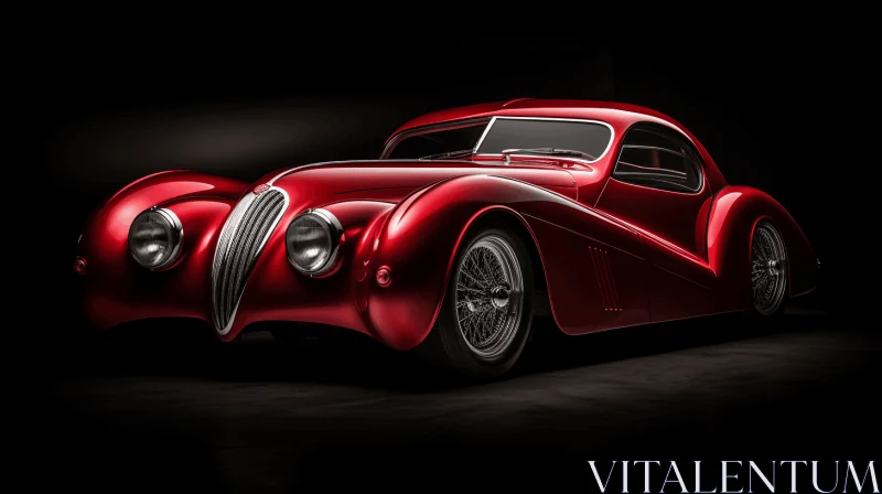 Captivating Classic Red and White Car with Bold Curves AI Image