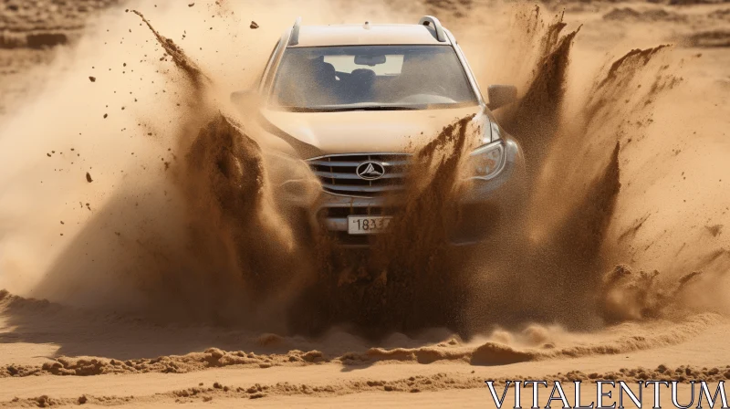 Captivating Image: SUV Driving Through Dust Splash AI Image
