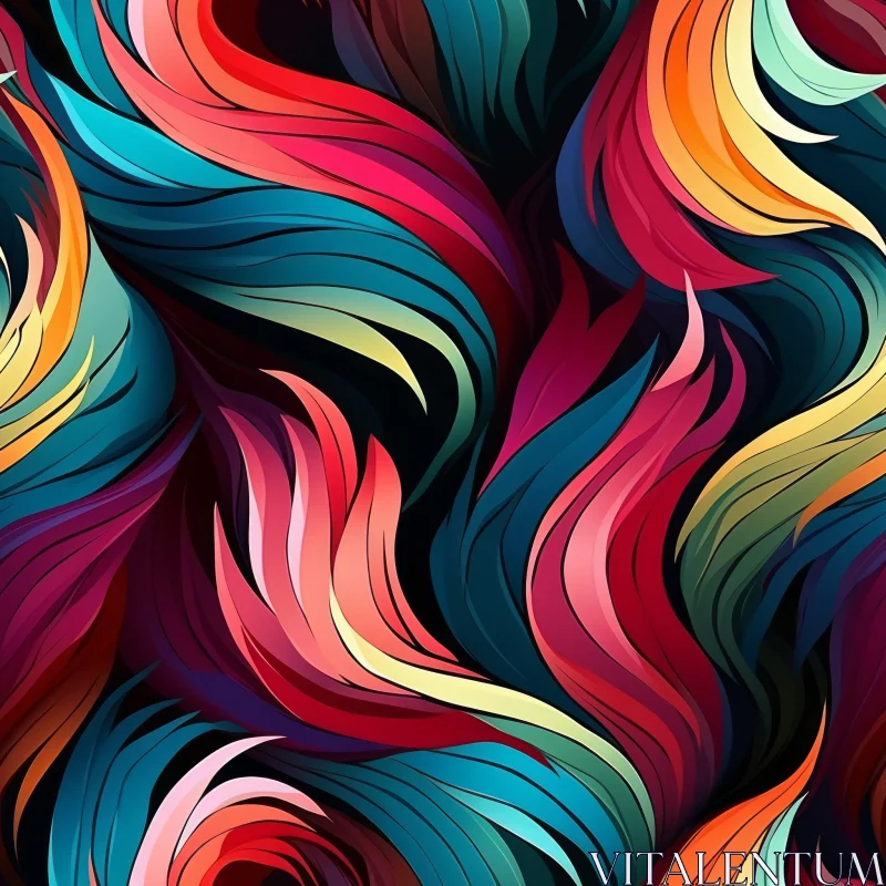 Colorful Waves Seamless Pattern - Organic Look AI Image