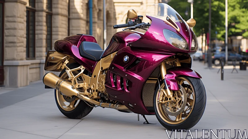 Glimmering Gold Motorcycle in Dark Pink and Dark Magenta | Salon Kei AI Image