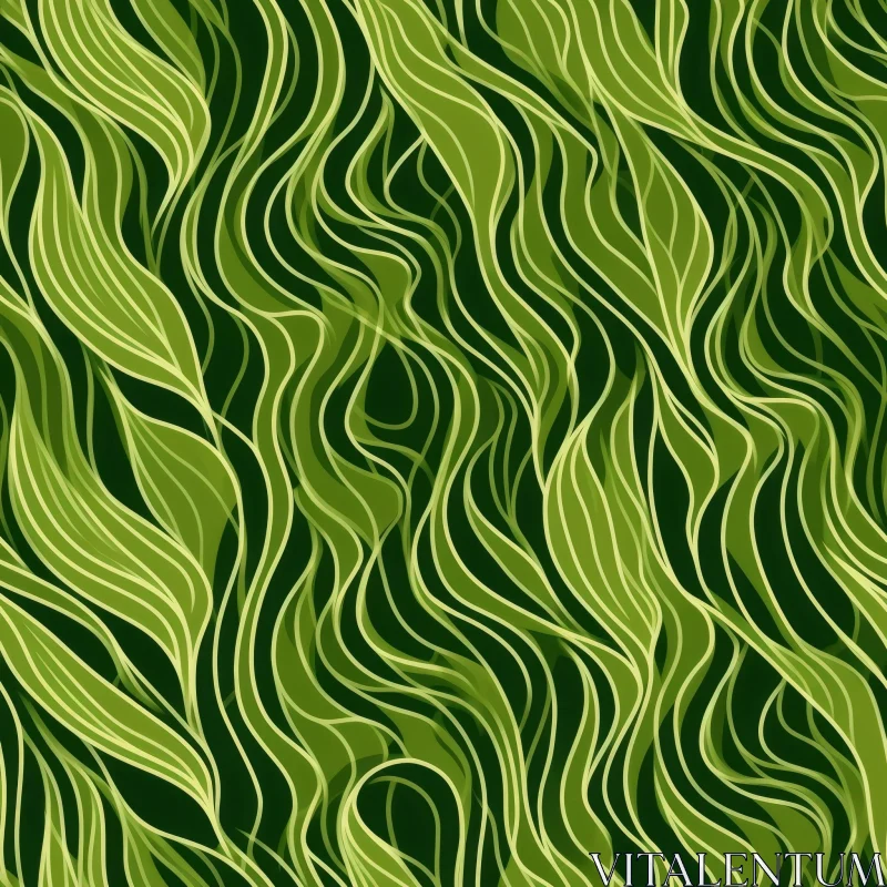 AI ART Green Waves Seamless Pattern Design