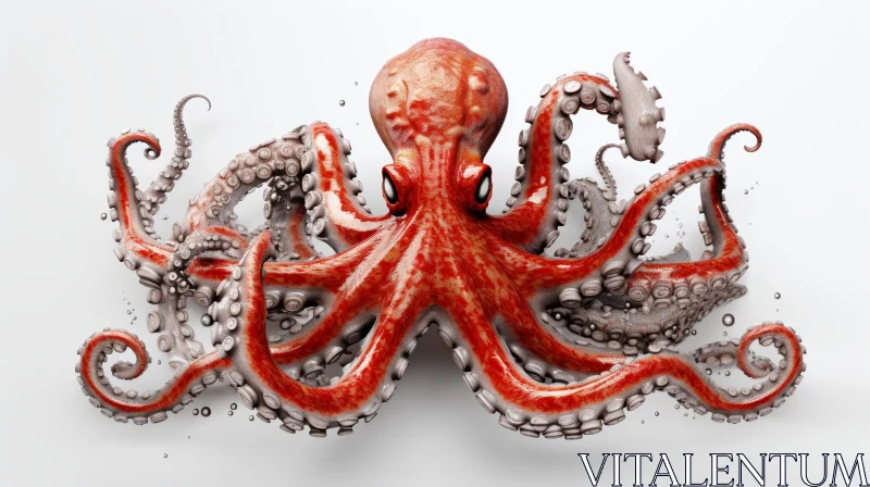 Impressive 3D Red Octopus Rendering AI Image
