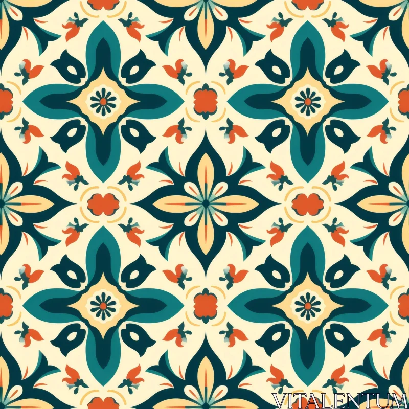 AI ART Intricate Moroccan Tile Pattern - Geometric and Floral Design