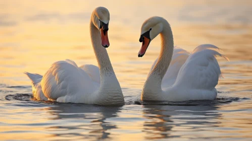 Majestic Swans in Sunlight: A Nature Scene